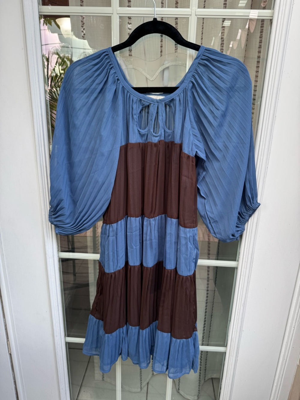 Z🐞 Carolina K Blue and Brown Mini Dress